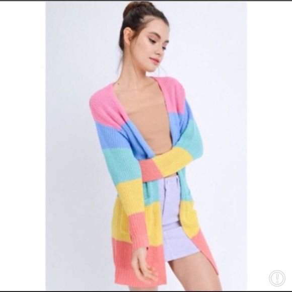 🌈 Rainbow Cardigan Size Large  NWT 🌈 - Picture 3 of 7